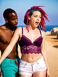 Adult models in provocative lingerie pose at Caesarea National Park